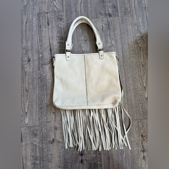 Cut N’ Paste Rustic Leather Boho Large Fringe Bag - Picture 3 of 5